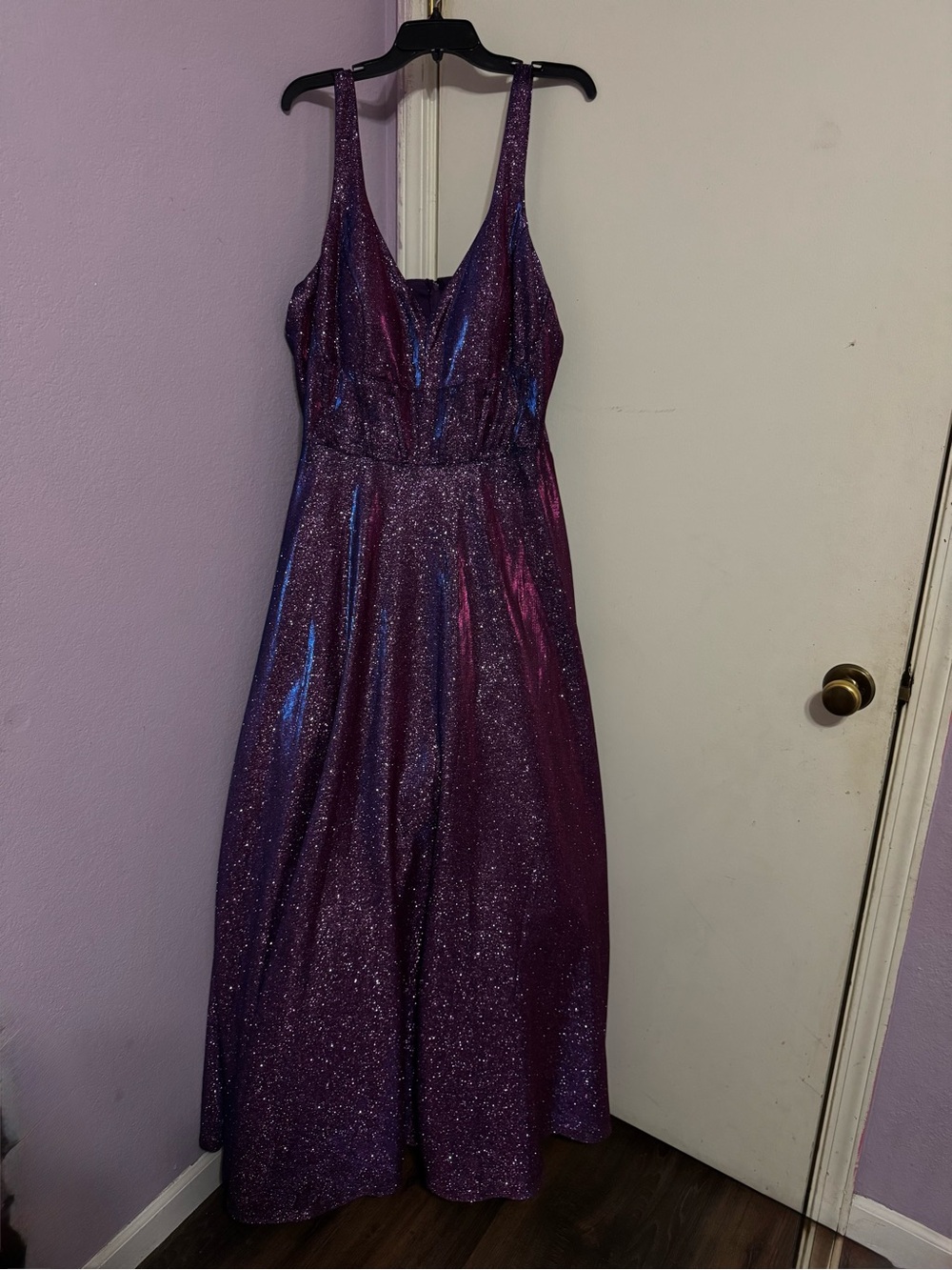 City Studios Purple Glitter Prom Dress
